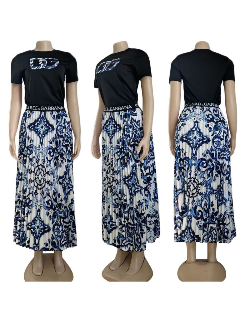 D&G tシャツロングスカートセット潮流ファッション