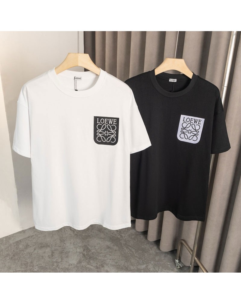 ロエベ tシャツ精緻刺繍お洒落人気ブランドティシャツコットントップスペアお揃い