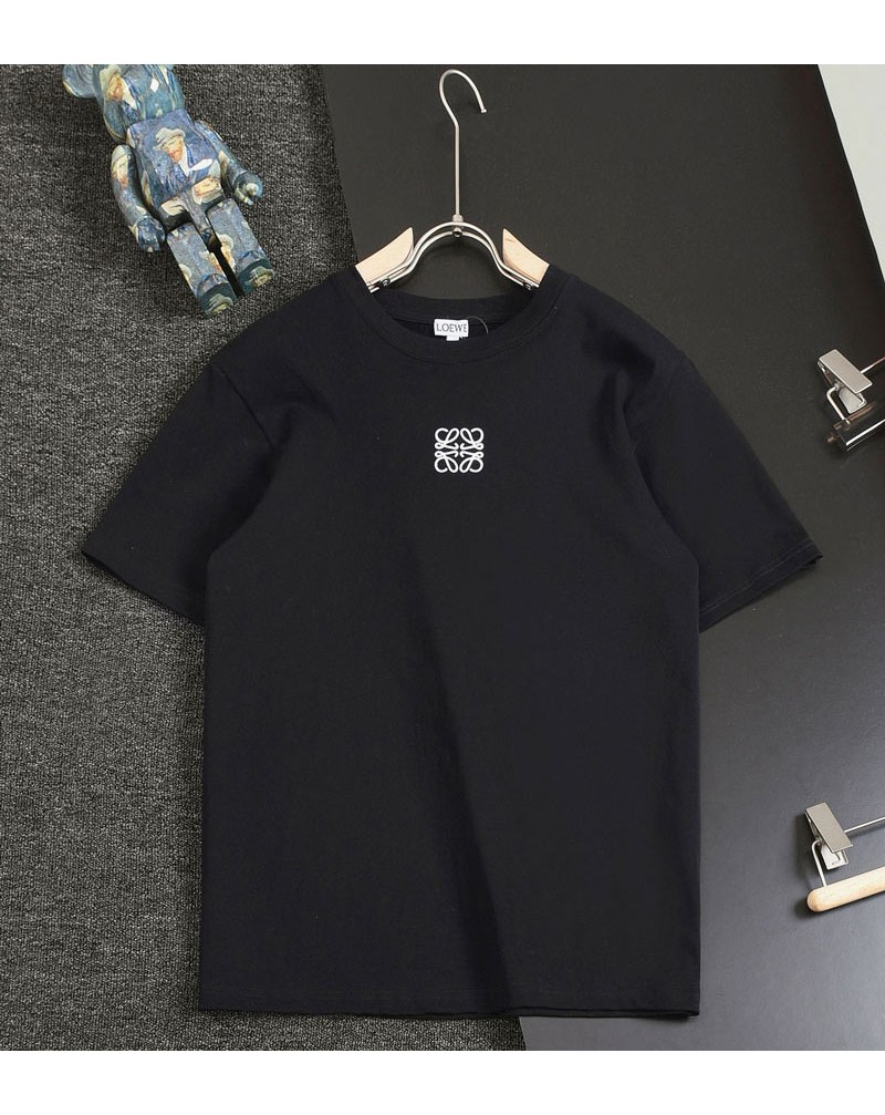 ロエベ Tシャツ短袖精緻刺繍ロゴカジュアル人気ティシャツコットントップス