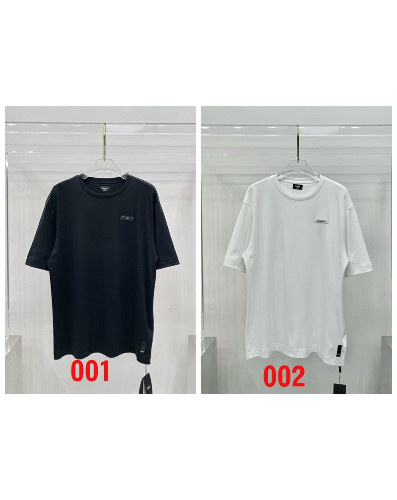 フェンデイ tシャツ短袖oversize シンプルファッション24ss新作革製タッグ付きティシャツ