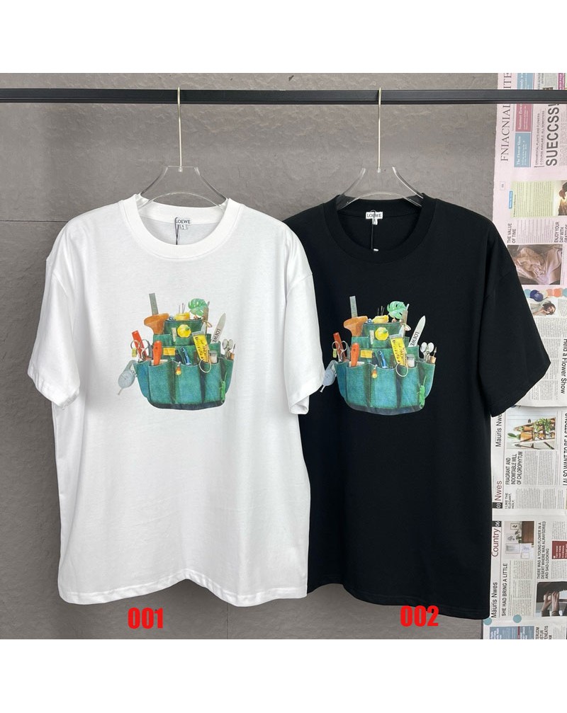 ロエベ tシャツ個性プリントカジュアル大きめサイズティシャツ半袖男女向け