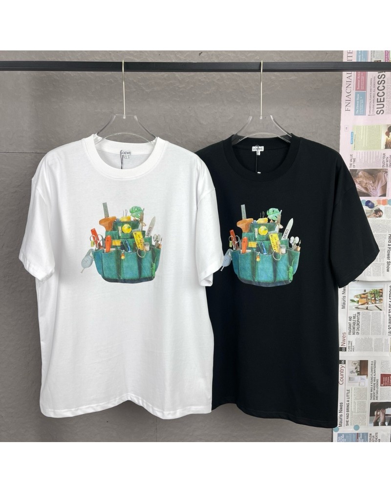 ロエベ tシャツ個性プリントカジュアル大きめサイズティシャツ半袖男女向け