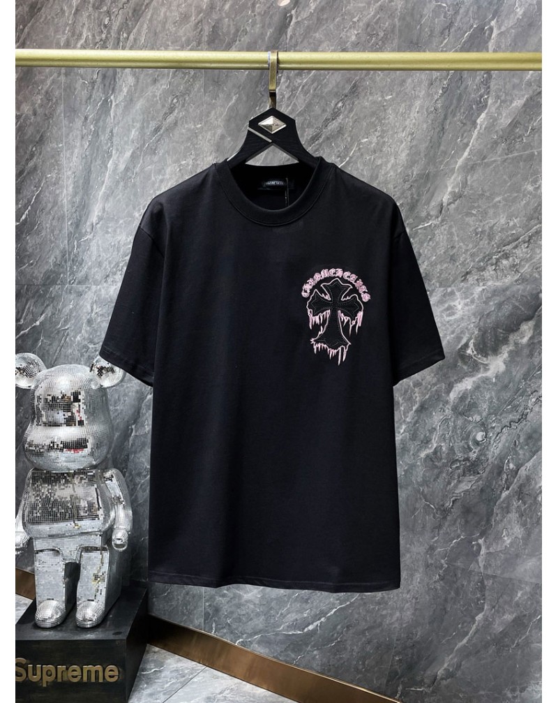 クロムハーツ ティシャツ短袖chrome hearts 人気ブラドン精緻刺繍潮流個性tシャツ半袖