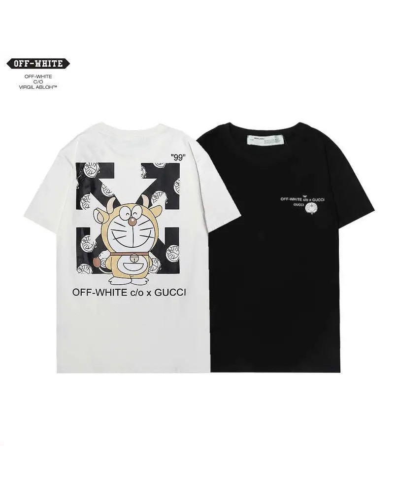 グッチオーフホワイトドラえもんtシャツ半袖お洒落可愛いティシャツ個性人気