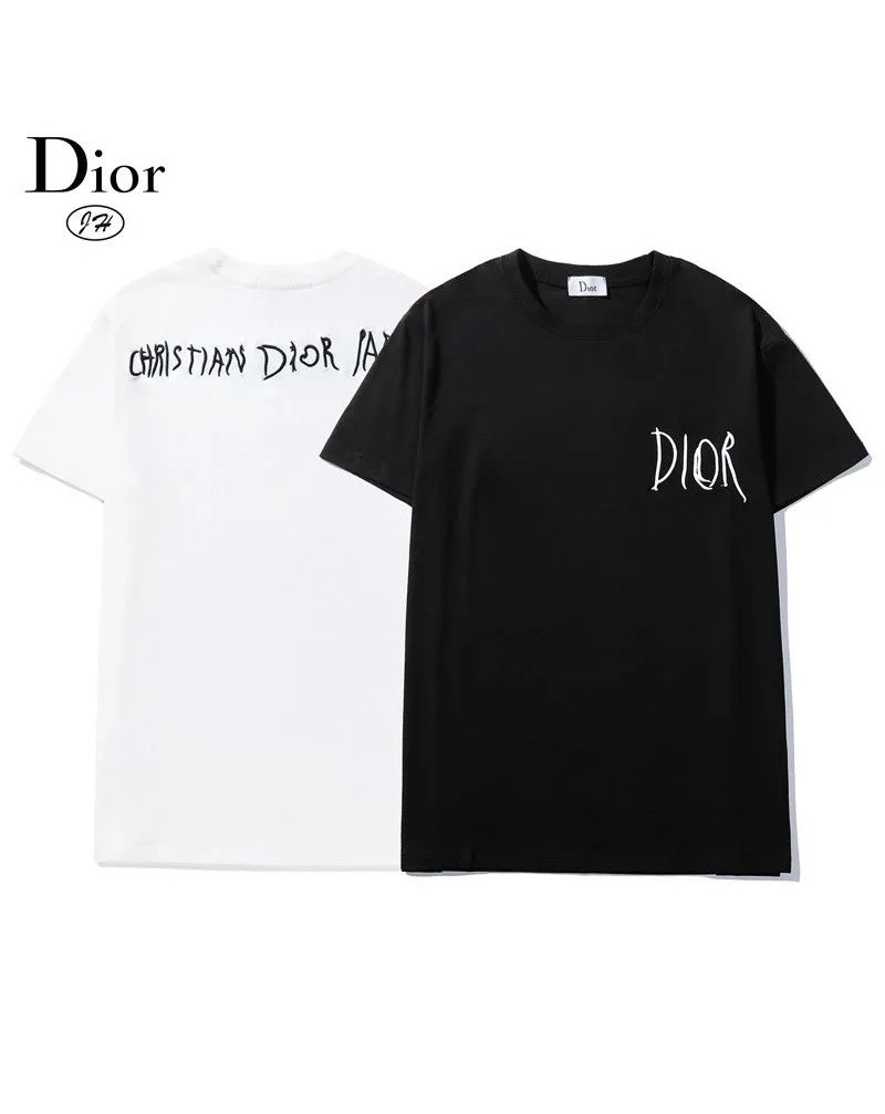 ディオールtシャツ半袖個性人気ウェア上着コットン製ソフトファッショントップスペアお揃い