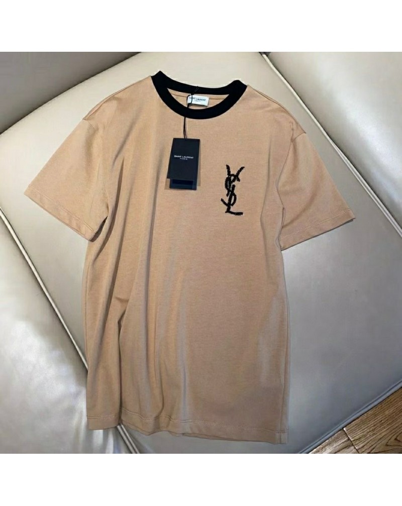 YSL tシャツ半袖カジュアルファッションサンローランティシャツウェアトップス珠子ロゴ付き