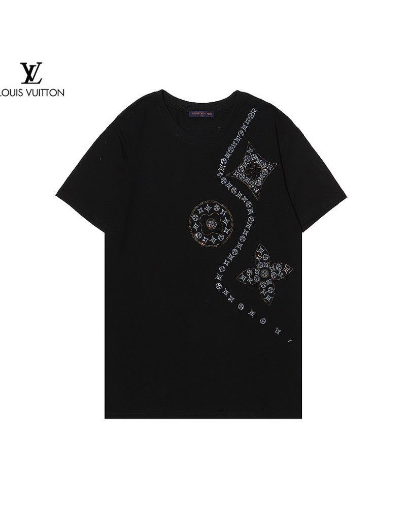 vuitton tシャツ半袖男女兼用人気ファッションカジュアルお洒落コットン製トップス経典モノグラム付き