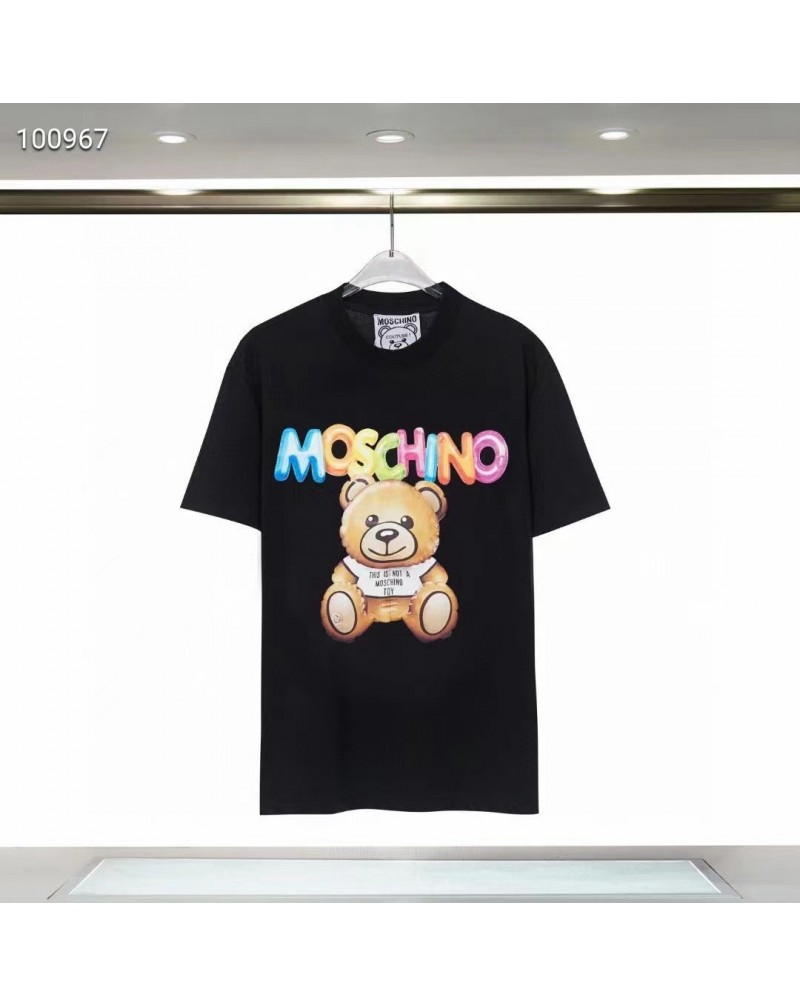 モスキーノ Tシャツ半袖可愛いクマちゃん付きコットンティシャツ短袖ペアお揃い人気ブランドトップス