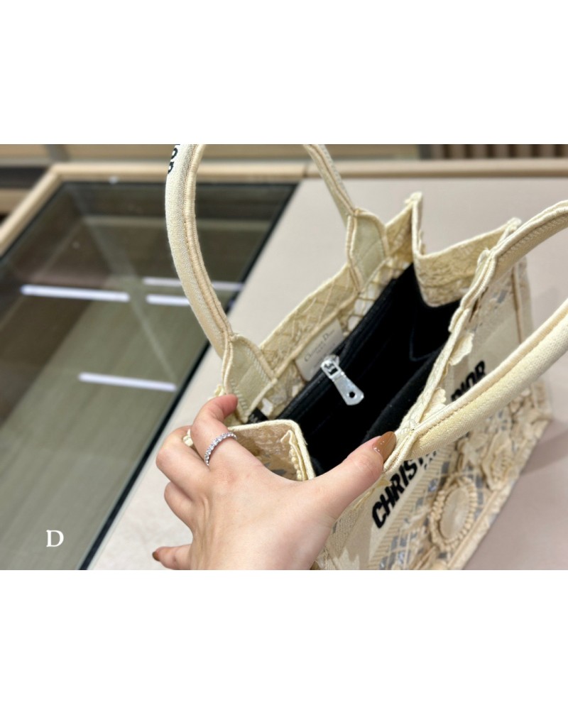 ディオール トートバッグ爆人気レース立体花付き高級ハンドバッグ